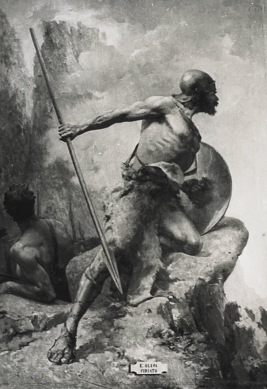 VIRIATHUS (190-139 PŘ. N. L.). Vůdce lusitánského lidu, který se bránil římské expanzi do oblastí západní Hispánie. Rytina od Artist Unknown
