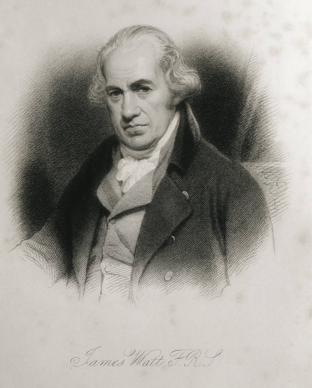 WATT, James (1736-1819). Portrét Jamese Watta. Rytina. od Artist Unknown