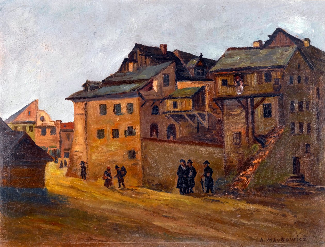 ""Pohled na židovskou čtvrť v Krakově, Polsko"" Židovská čtvrť v Krakově od Markowicze, Artur (1872-1934), - Olej na plátně, 21x27,5 - Soukromá sbírka od Artur Markowicz