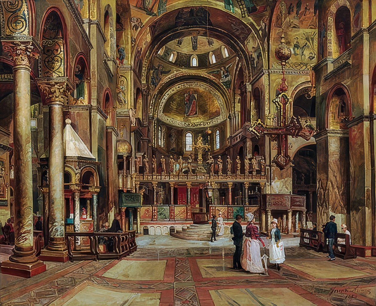 Uvnitř baziliky di San Marco, Benátky. 1886 od Arturo Ferrari