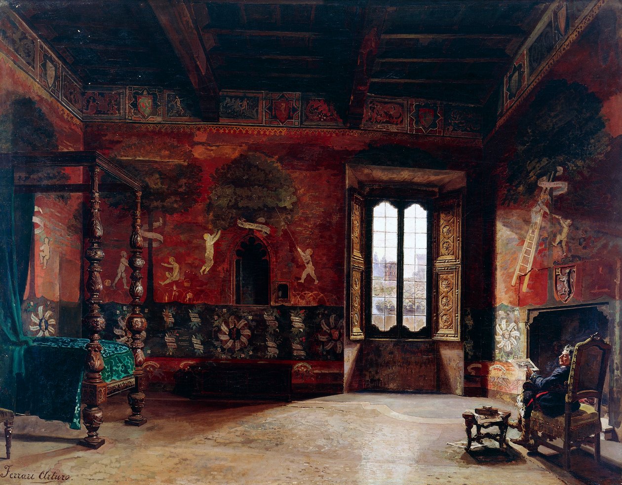 Interiér, Arturo Ferrari (1861-1932), olej na plátně od Arturo Ferrari