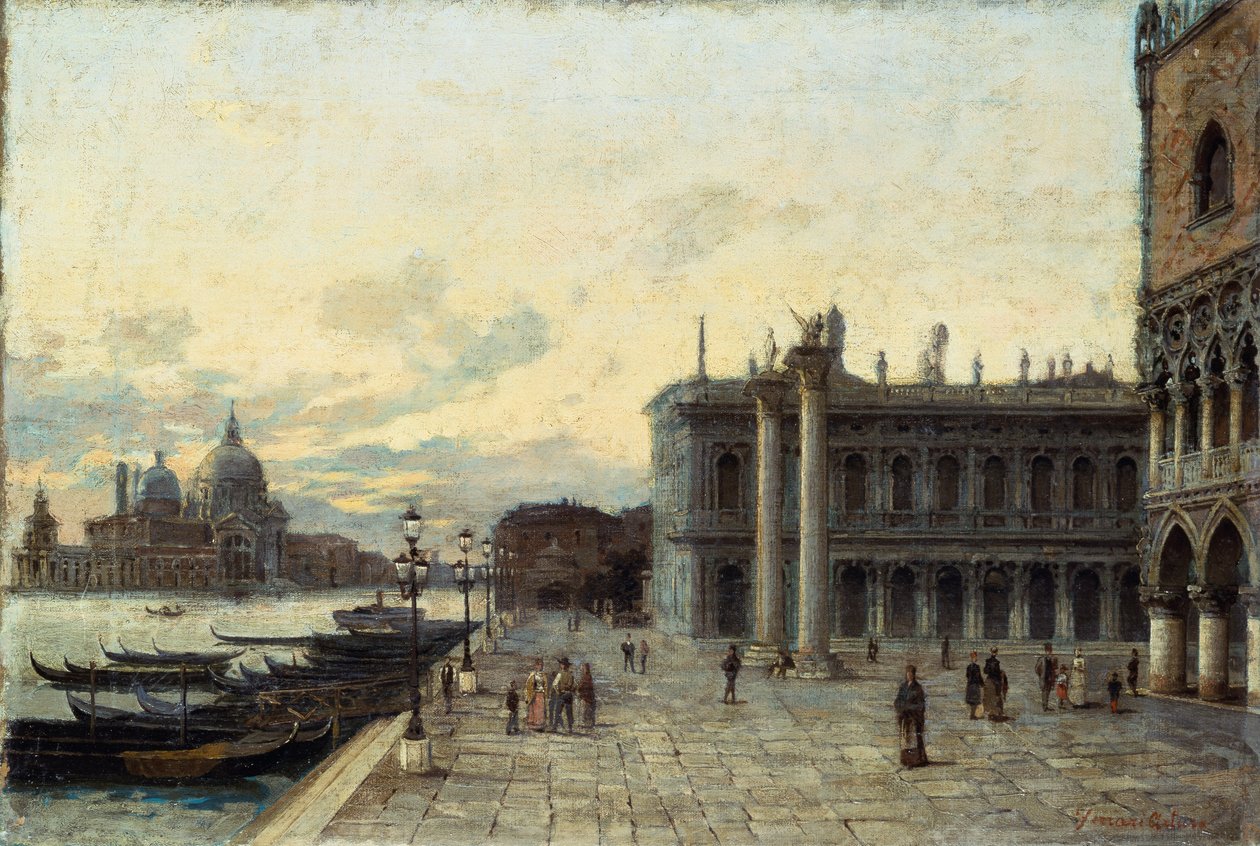 Náměstí svatého Marka v Benátkách, od Artura Ferrariho (1861-1932), olej na plátně, 32,5x48 cm od Arturo Ferrari