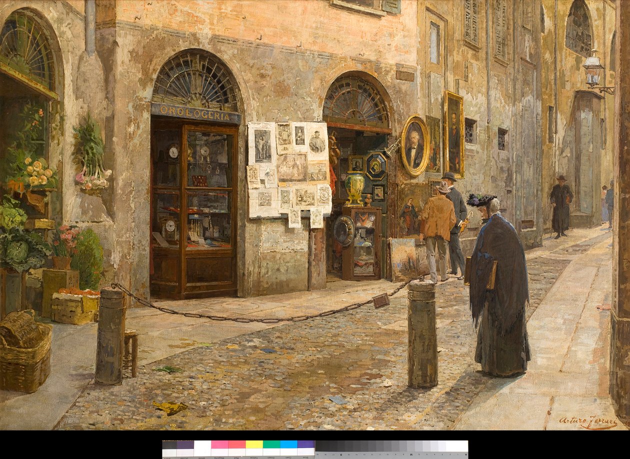 Pohled na Via San Bernardino v Miláně Itálie Obraz od Arturo Ferrari (1861-1932) 1912 Soukromá sbírka od Arturo Ferrari