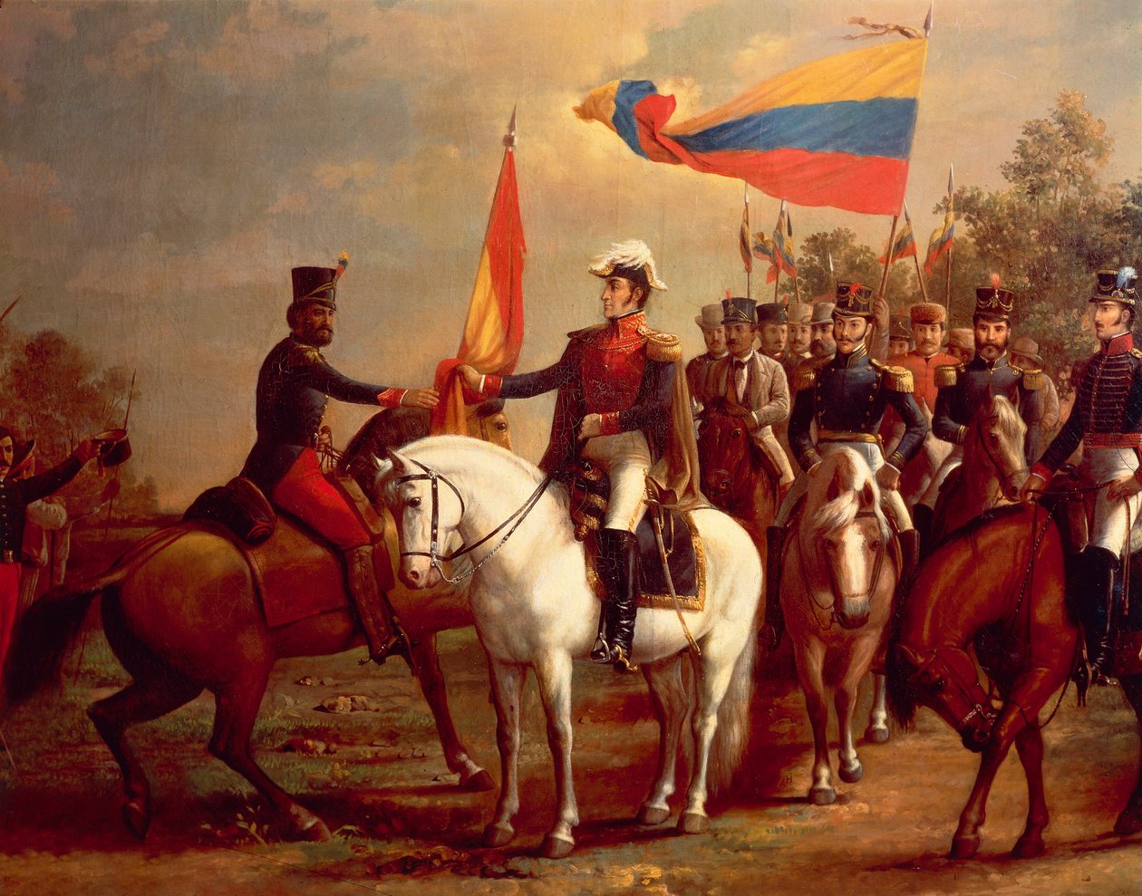 Simon Bolívar vzdává čest vlajce po bitvě u Caraboba, 24. června od Arturo Michelena