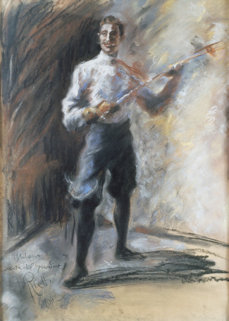 Šermíř Weisi, Arturo Rietti (1863-1943), pastel na papíře, 72x53 cm. Itálie, 20. století. od Arturo Rietti