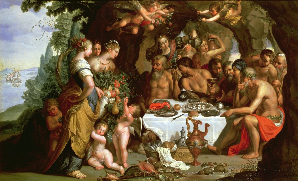 Svátek Achelous, 1625-29 (olej na mědi) od Artus Wollfort