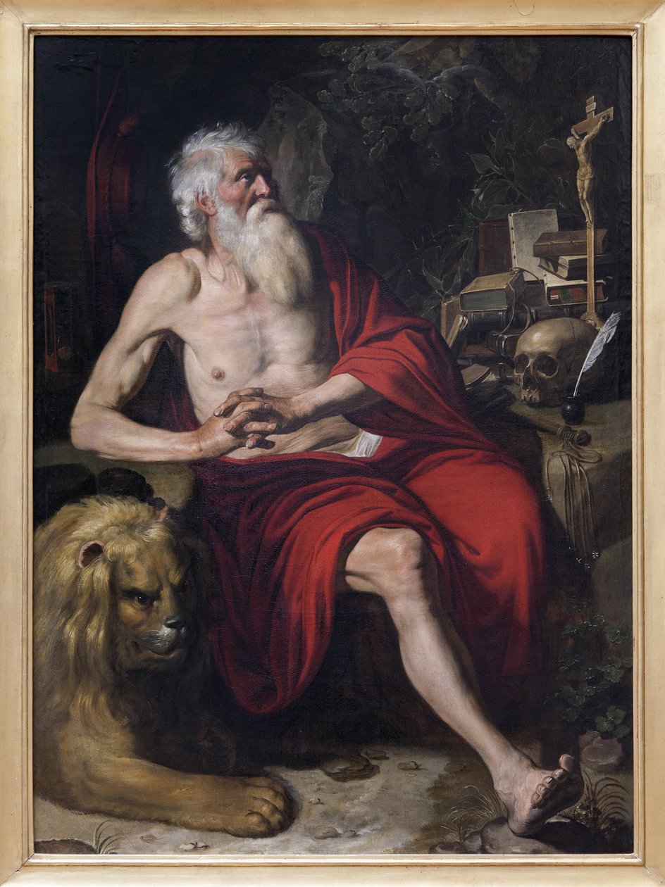 Svatý Jeroným meditující, malba připisovaná Artusi Wolffortovi (1581-1641). Fotografie, KIM Youngtae, Lyon, Musee des Beaux Arts de Lyon. od Artus Wolfaerts or Wolffort