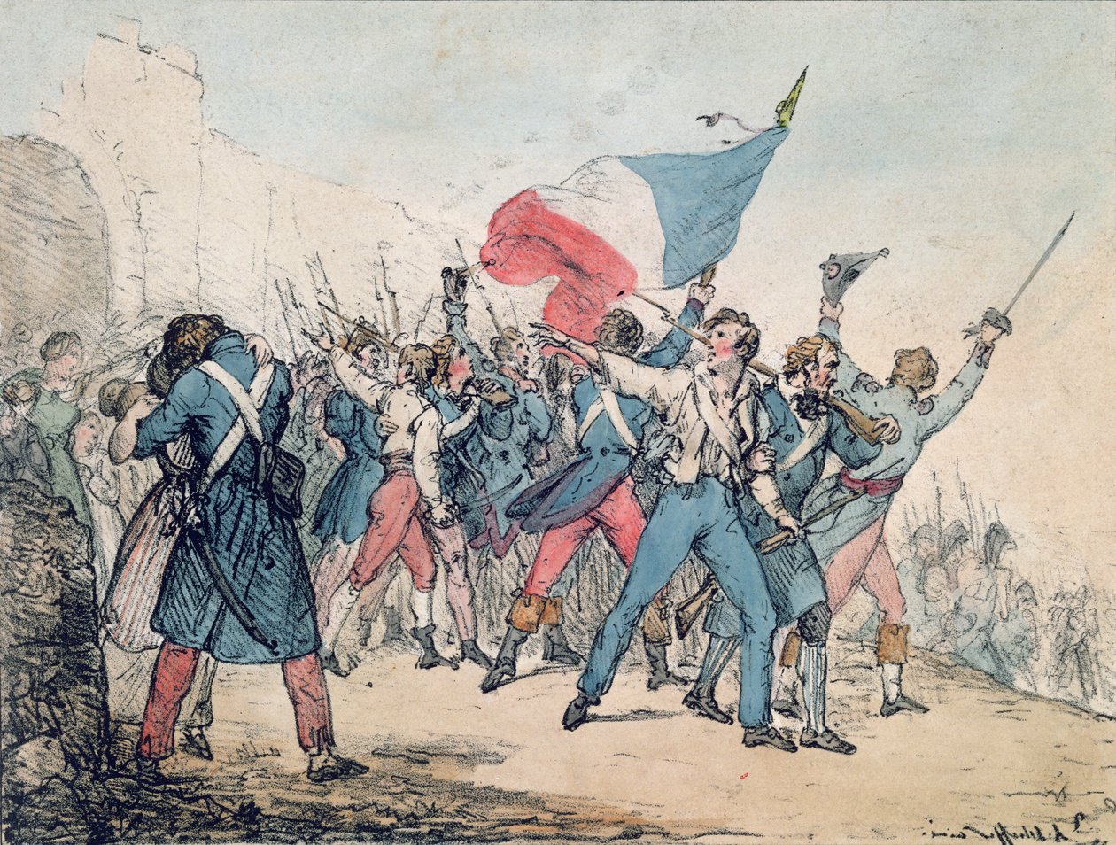 Alegorie revoluce z roku 1830 a Marseillaise, vyrytá bratry Gihautovými, 1830 od Ary Scheffer
