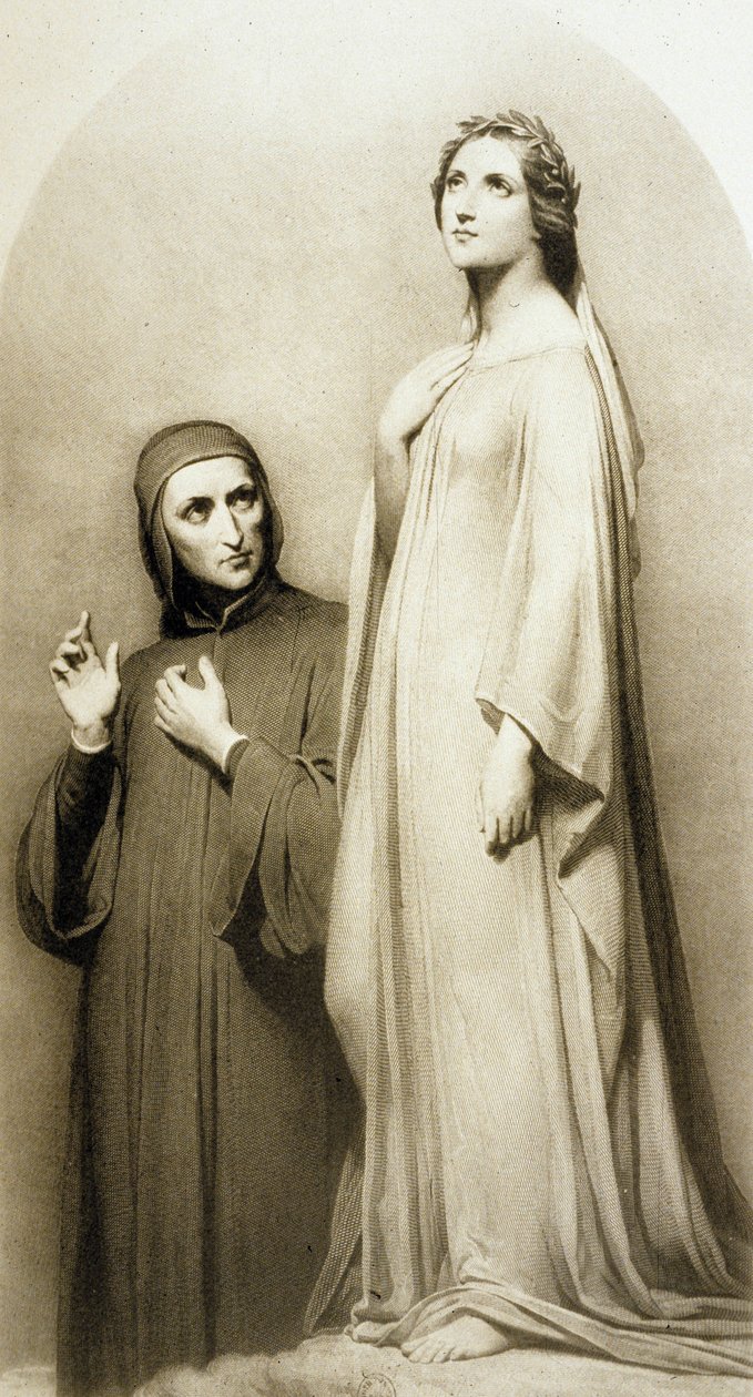 Dante a Beatrice (rytina) od Ary (after) Scheffer