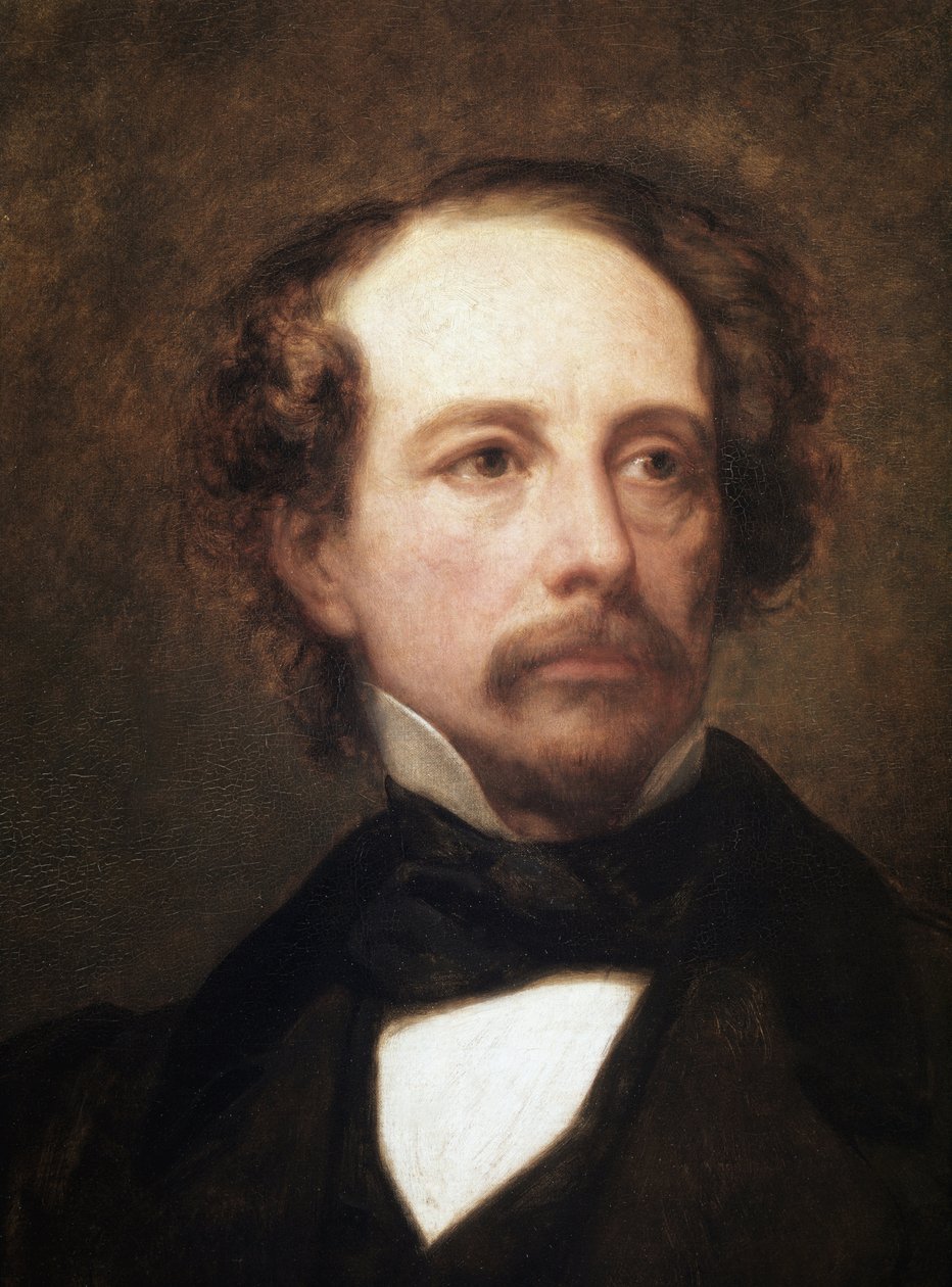 Portrét Charlese Dickense, britského spisovatele, detail (olej na plátně od Ary Scheffer
