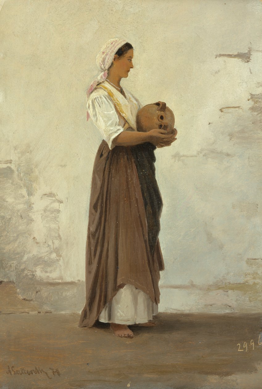 Dívka z Capri, 1871 (olej na papíře položeném na kartonu) od Ascan Lutteroth