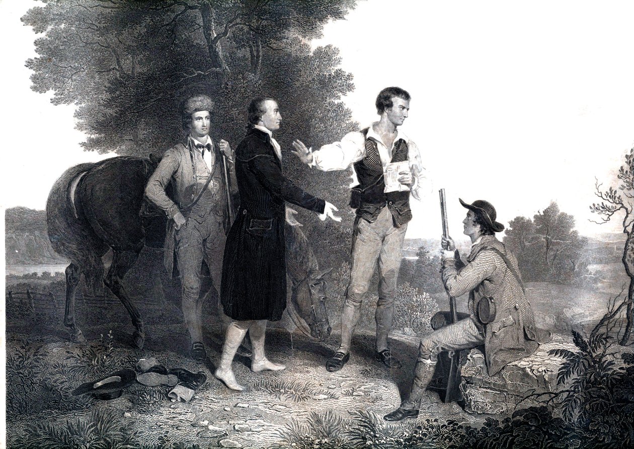 Zajetí Britů britského špiona majora Johna Andreho (rytina) od Asher Brown (after) Durand