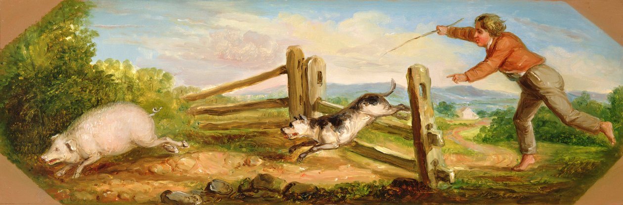 Chlapec honí prase, 1836 od Asher Brown Durand