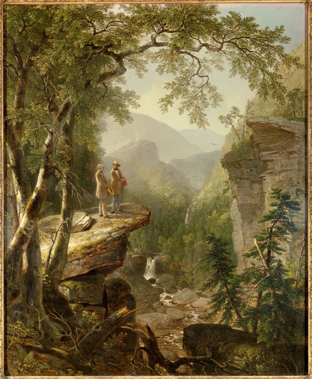 Bratrstvo ducha Malíř Thomas Cole (1801-1848) a básník William Cullen Bryant (1794-1878) se vzájemně ovlivňují v romantické krajině. Obraz Ashera Duranda (1796-1886) 1849 Soukromá sbírka - Spřízněné duše. Velký umělec řeky Hudson od Asher Brown Durand