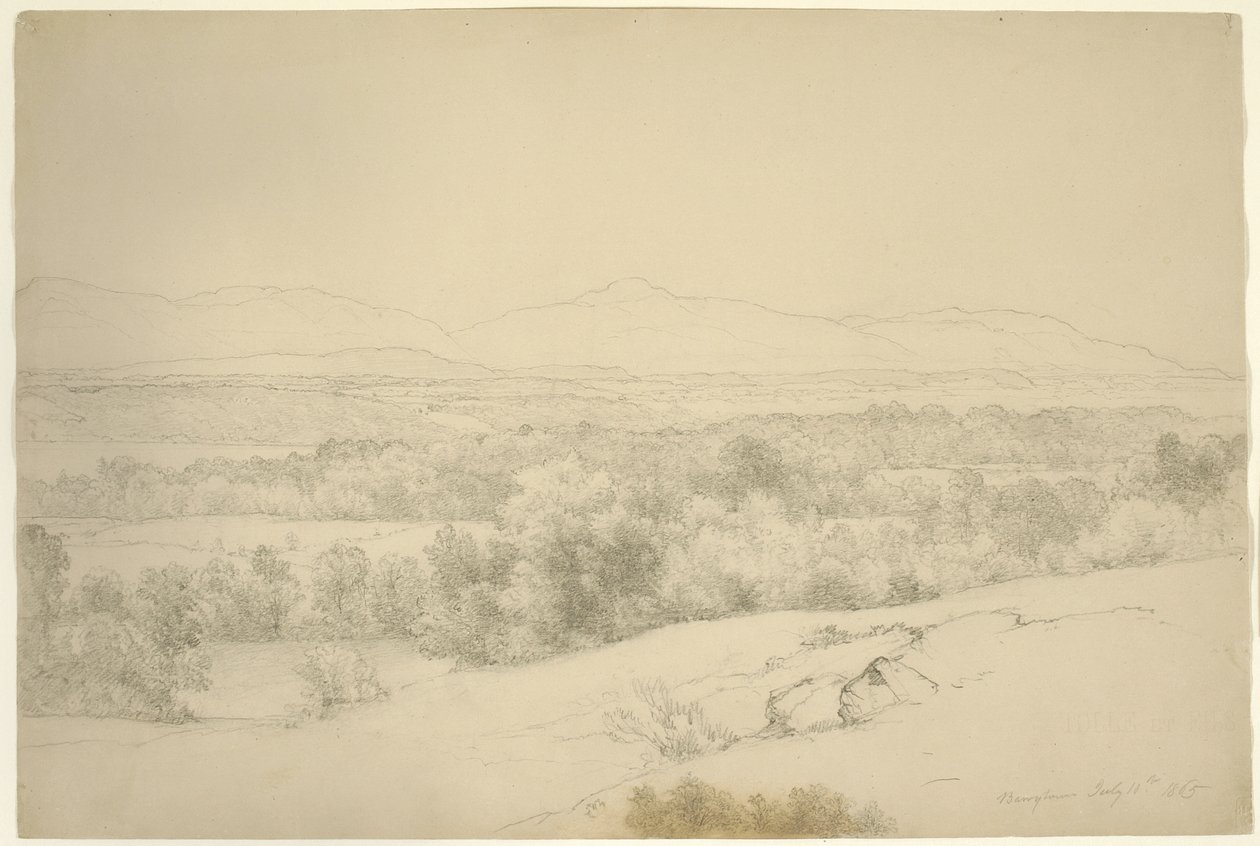 Krajina, Barrytown, New York, 1865 (grafit s tupováním na hnědém papíře) od Asher Brown Durand