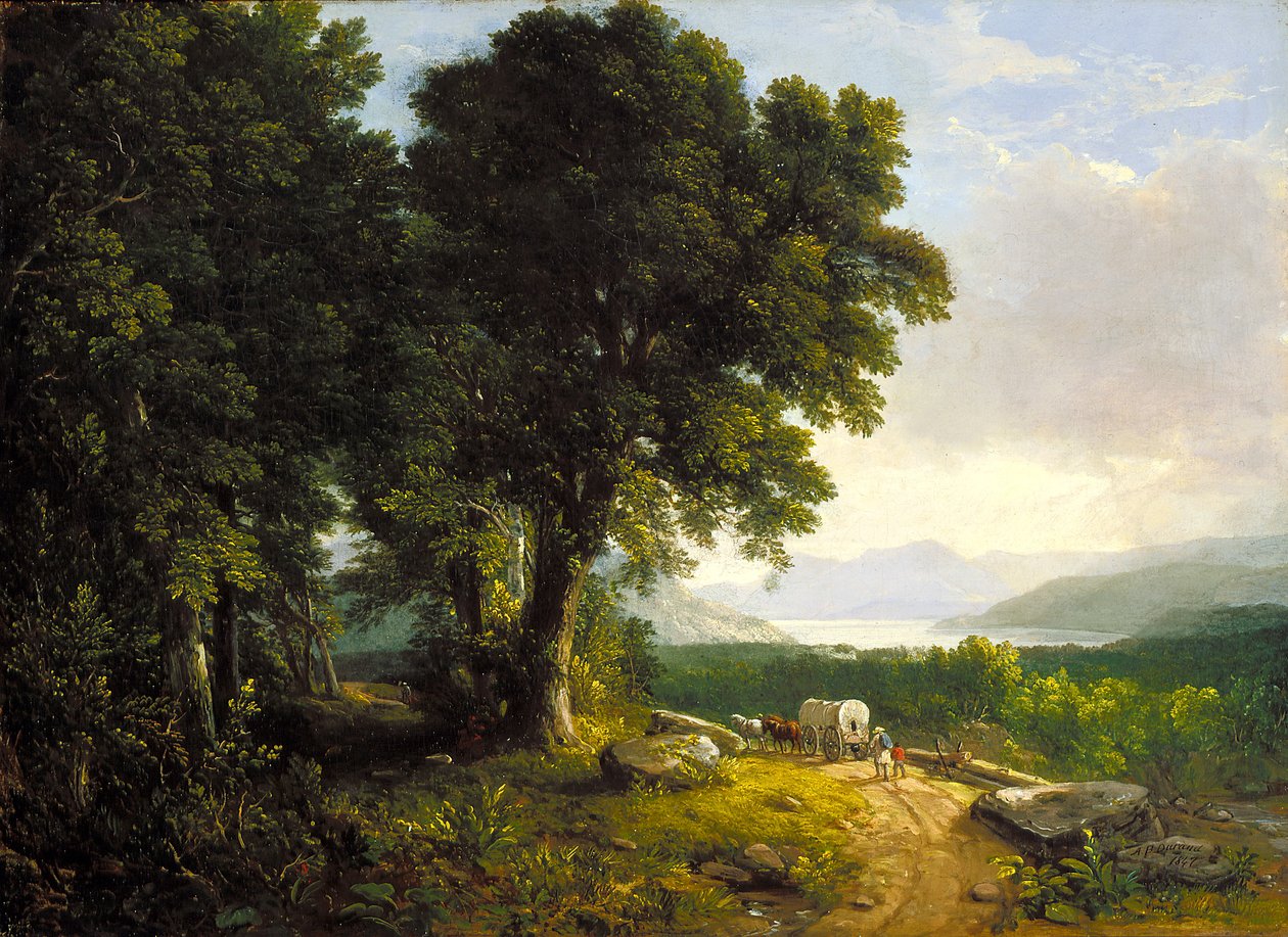 Krajina s krytým vozem (olej na plátně) od Asher Brown Durand