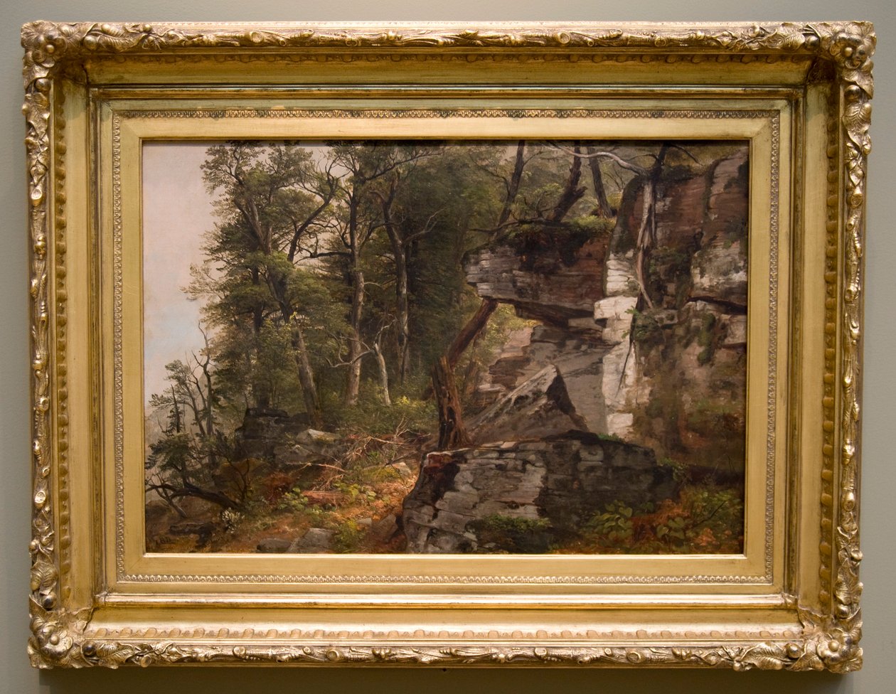 Stromy na skalnatém svahu, c. 1849. od Asher Brown Durand