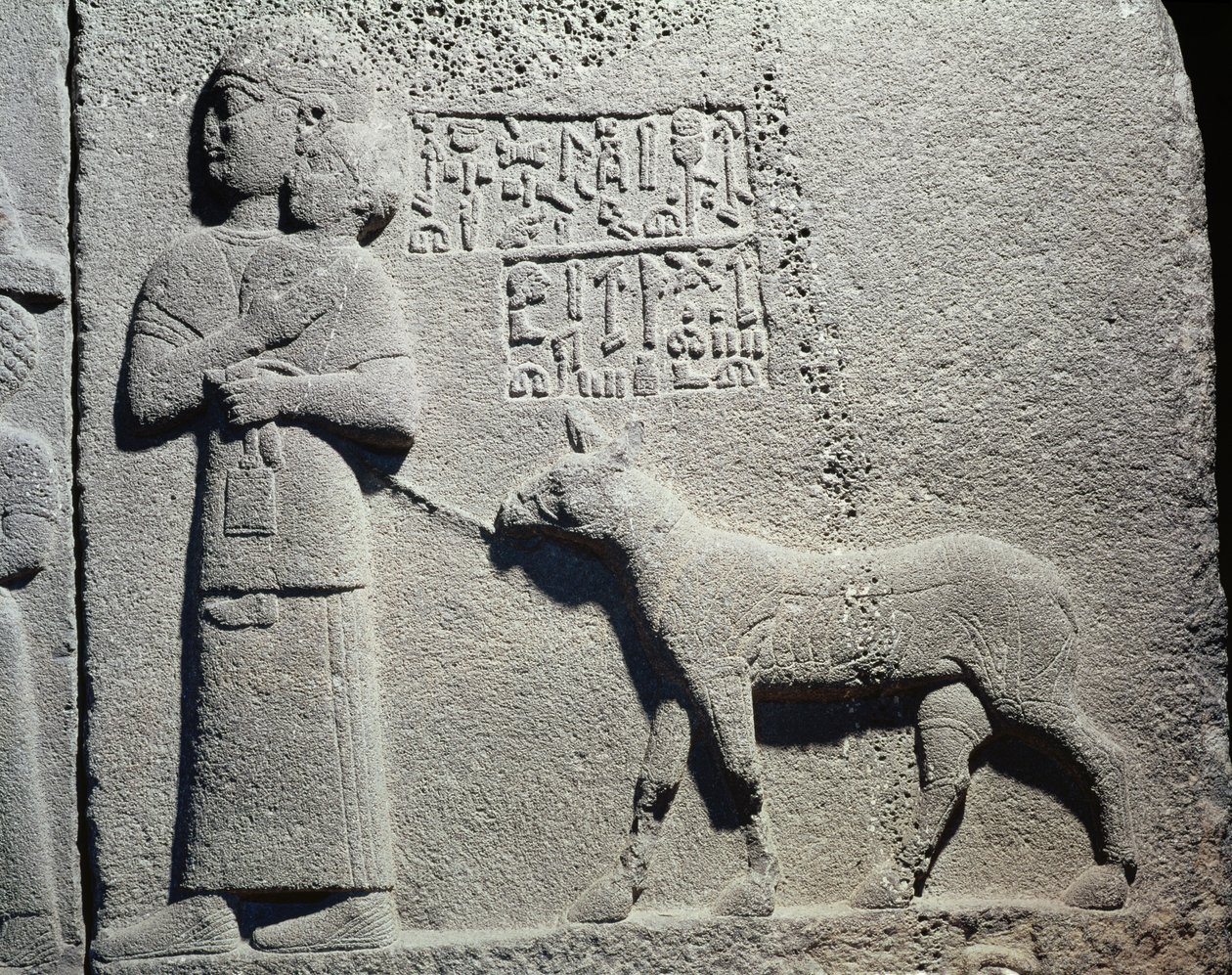 Královna nebo kojná sestra nesoucí Tuwarsaise, nejmladšího syna krále Ararase, Carchemish, Neo-Chitte (čedič) od Assyrian