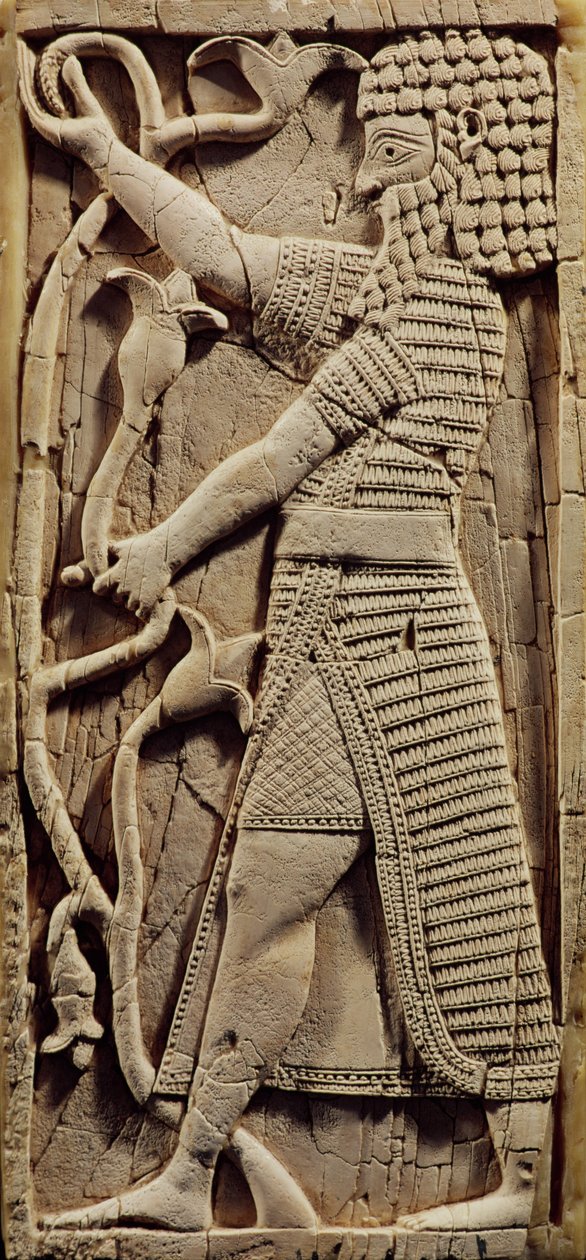 Reliéf zobrazující bojovníka z paláce Salmanassara III (858-823 př. n. l.) Nimrud (viz také 231660) od Assyrian