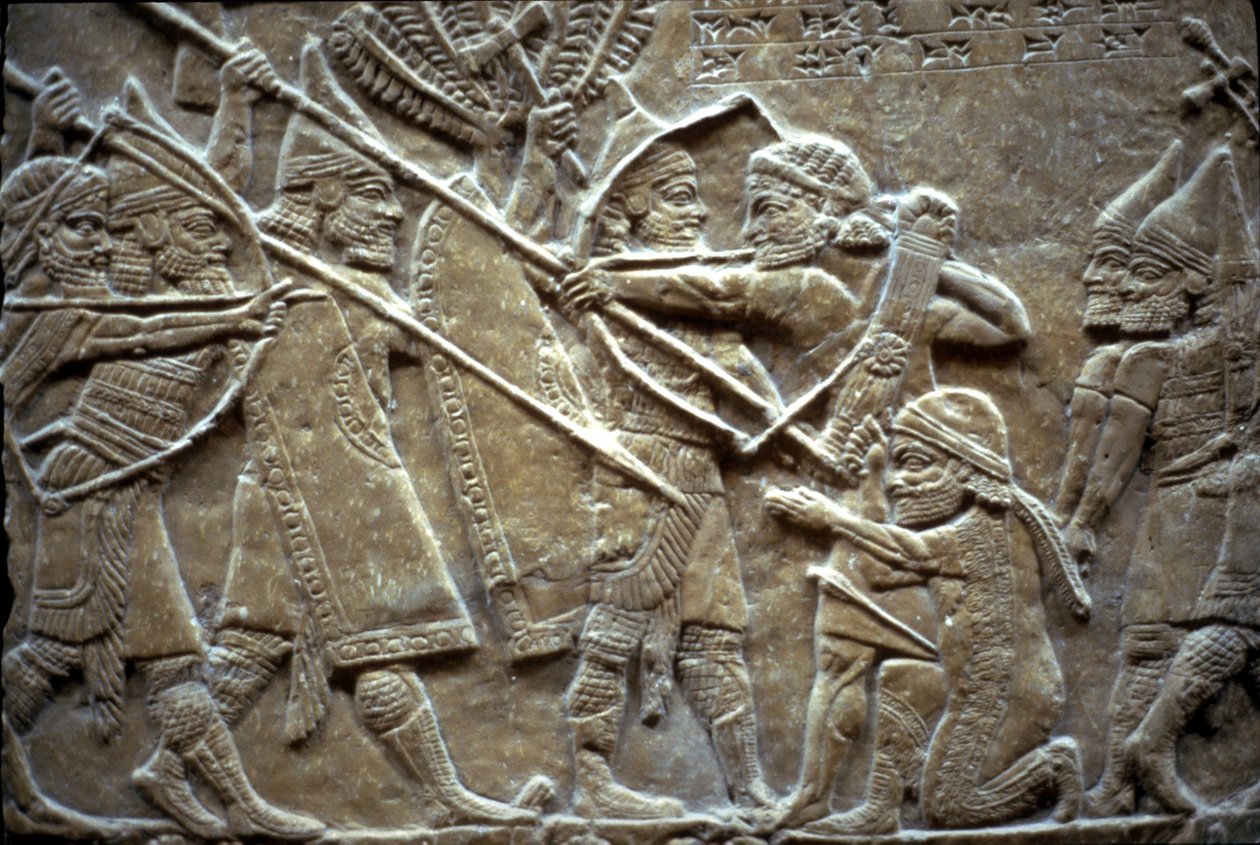 Ashurbanipal v bitvě u Til-Tuba, 650-620 př.nl od Assyrian