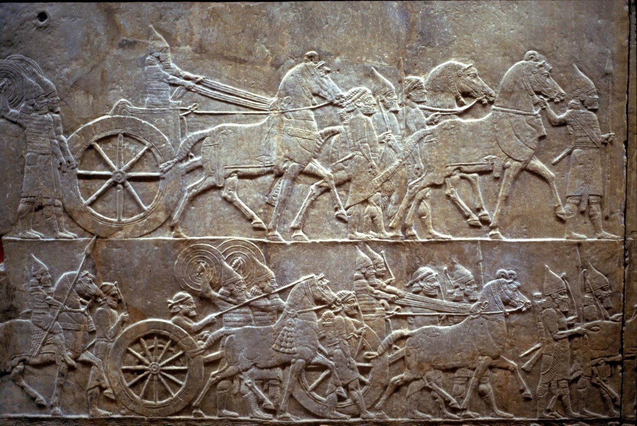 Ashurbanipal v bitvě u Til-Tuba, 650-620 př.nl od Assyrian