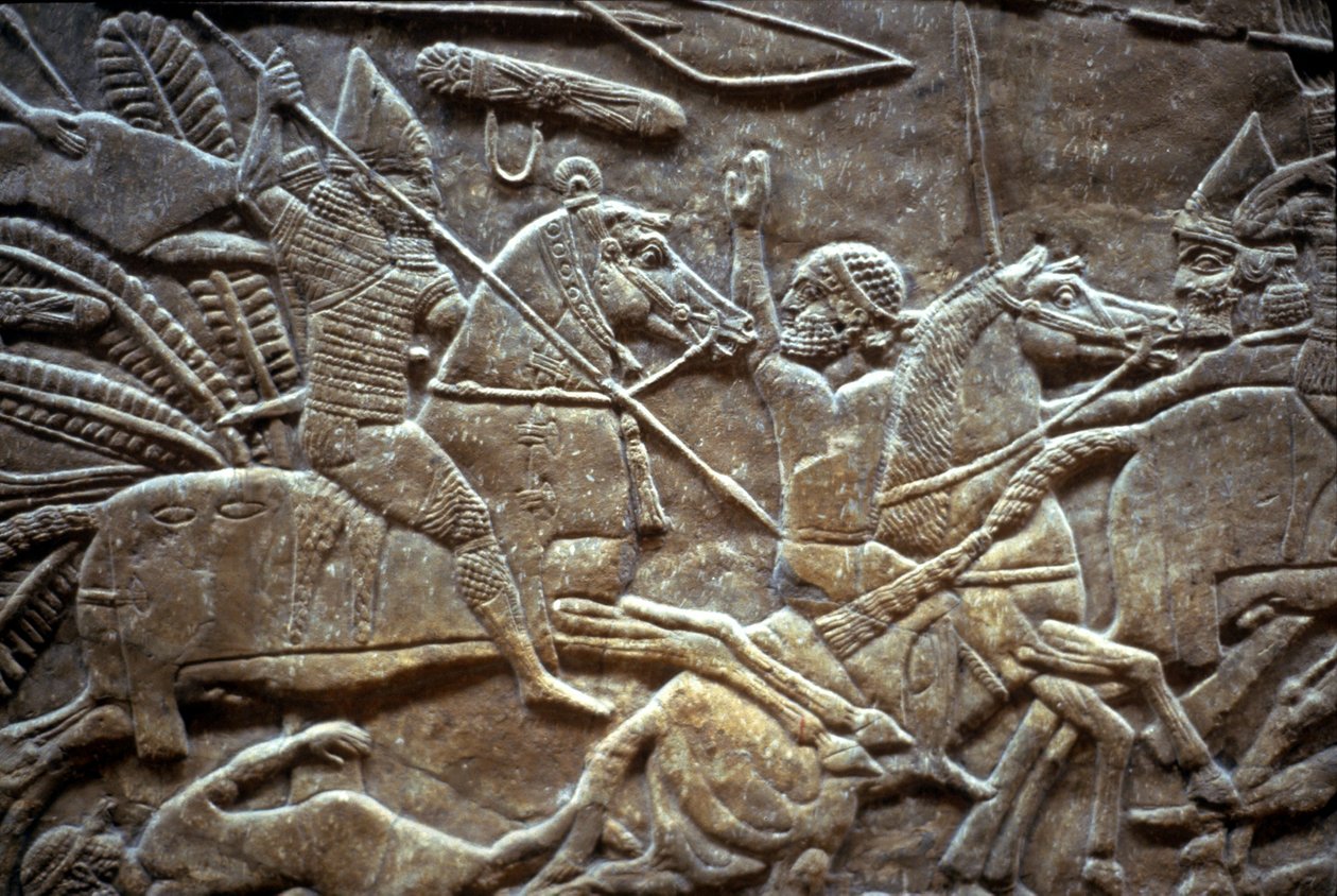 Ashurbanipal v bitvě u Til-Tuba, 650-620 př.nl od Assyrian