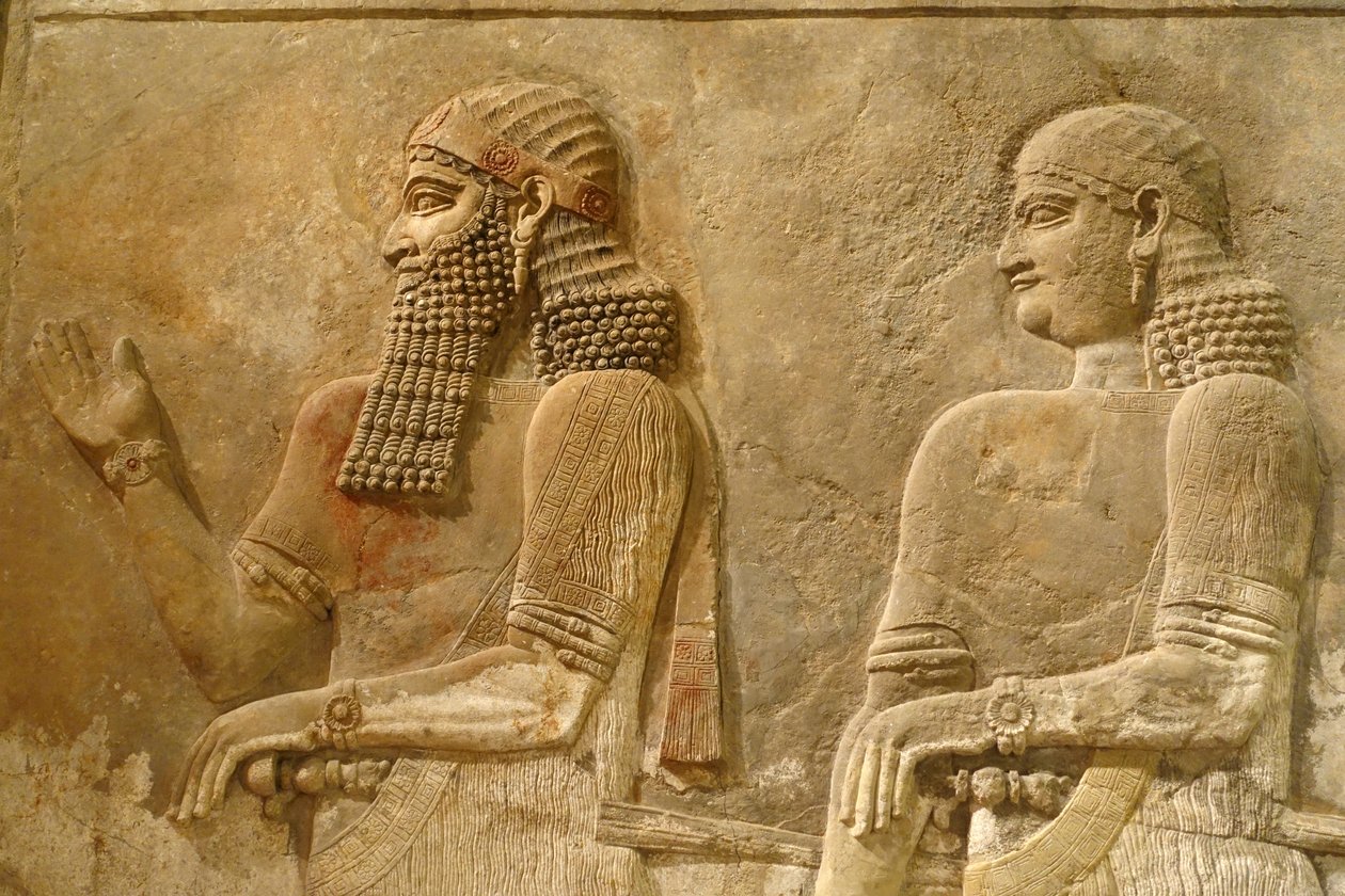 Detail Sargona II a stráže, reliéf z paláce krále Sargona v Khorsabad, cca 716-713 př.nl od Assyrian