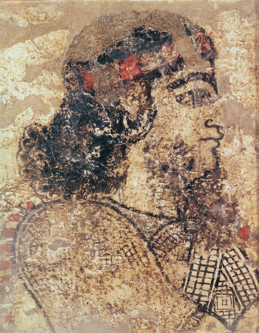 Hlava vousatého muže z Tell-Ahmar v Sýrii od Assyrian