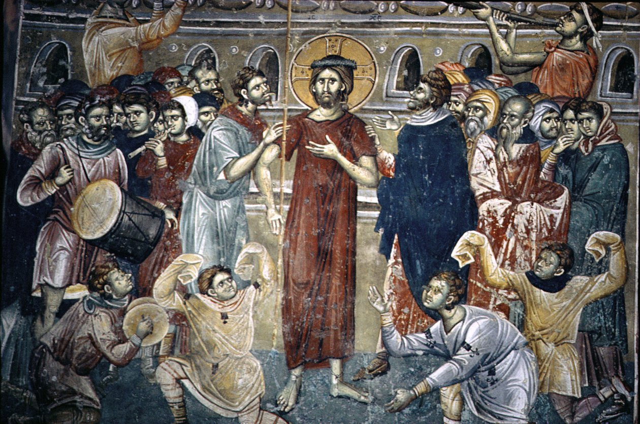 Zesměšňování Krista, 1316-18 od Astrapas and Eutychios