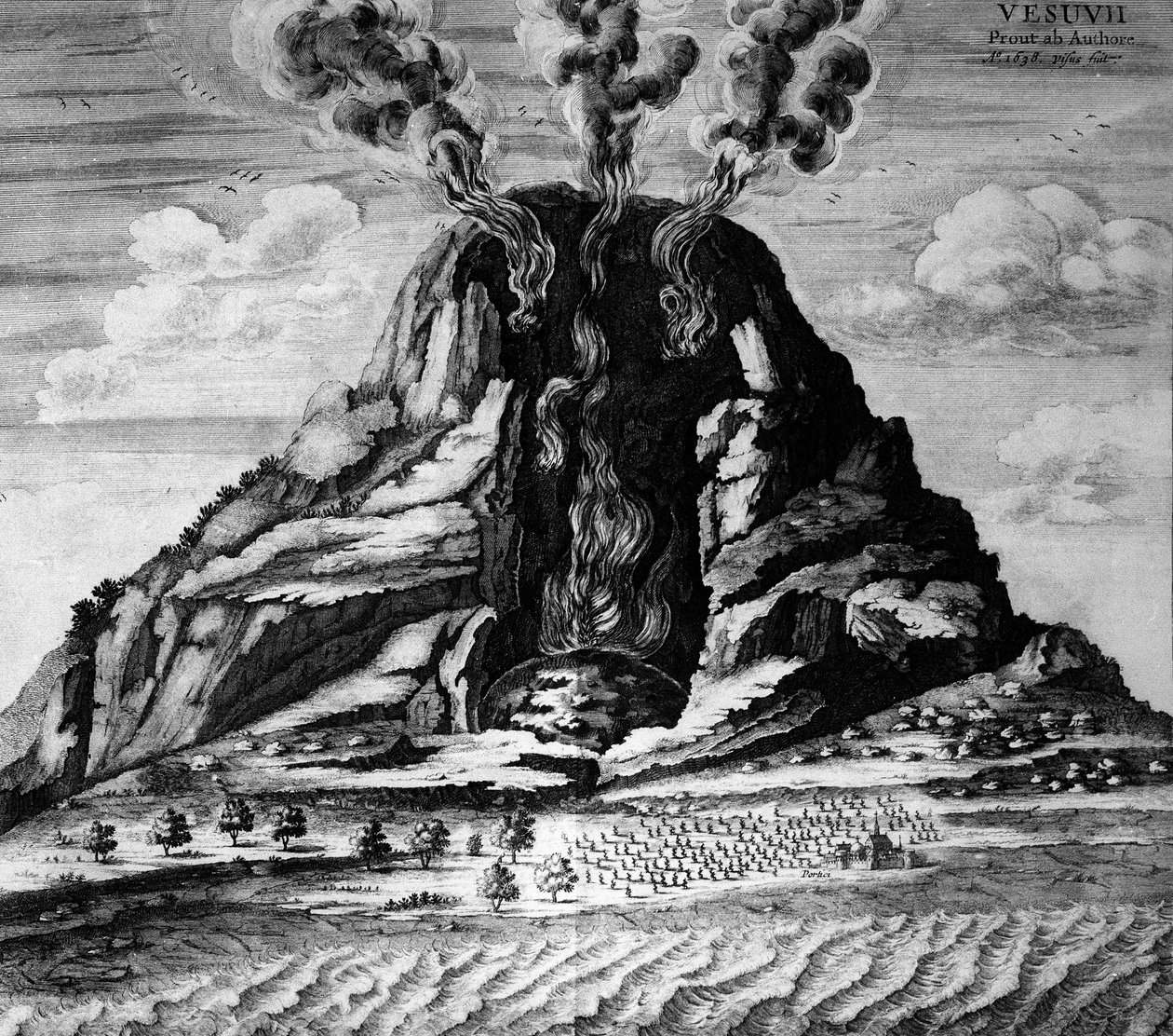 Sopka Vesuv – v „“The Underground World”” od Athanasi Kircheri od Athanasius Kircher