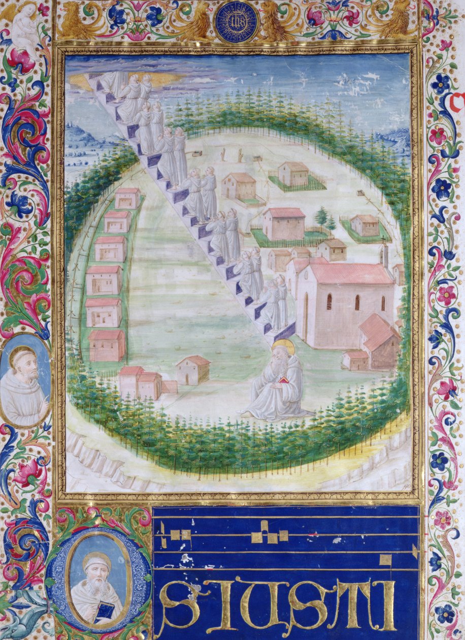 Sen svatého Romaulda (asi 951-1027) asi 1502 od Attavante di Gabriello di Vanti di Bartolo