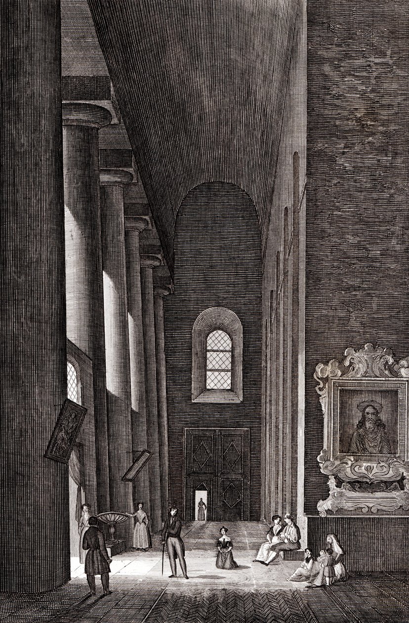 Boční ulička katedrály Nativita di Maria Santissima v Syrakusách, Sicílie, Itálie, mědirytina, cca 19x29 cm od Attilio Zuccagni Orlandini