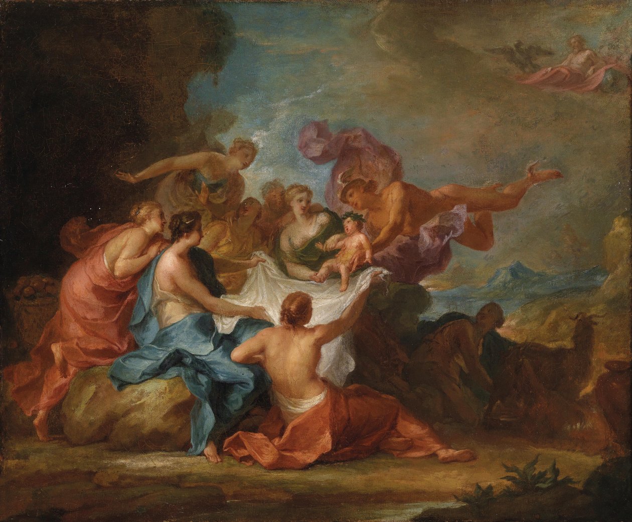 Alegorie výchovy chlapce Jupitera mezi nymfami pohoří Ida od Abraham Jansz. van Diepenbeeck