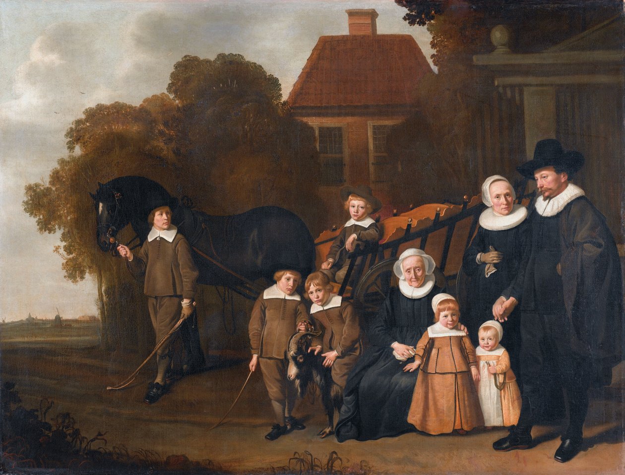 Portrét rodiny Meebeeck Cruywagen poblíž brány jejich venkovského domu na Uitweg poblíž Amsterdamu od Jacob van Loo  