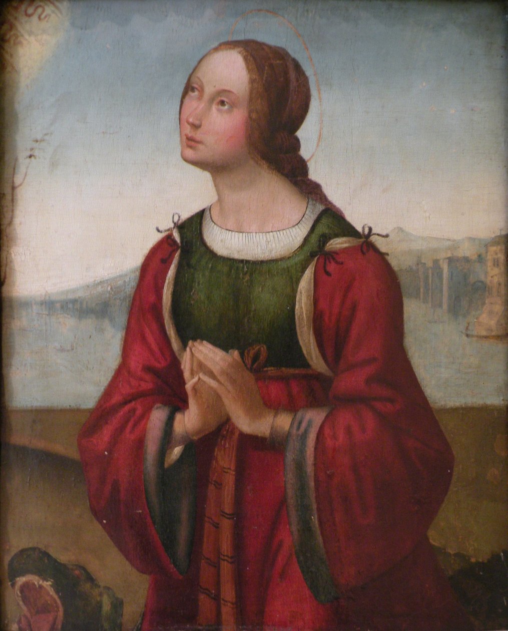 Francouzsky: Sainte Marguerite en prière Svatá Markéta se modlí od attributed to Lorenzo Costa