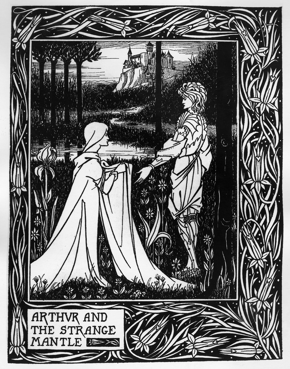 Arthur a podivný plášť, ilustrace z „Le Morte d