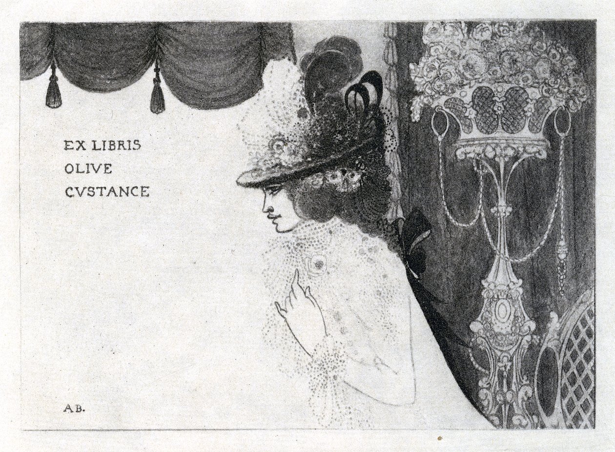 Design pro knižní desku pro Olive Custance (hlubotisk) od Aubrey Beardsley