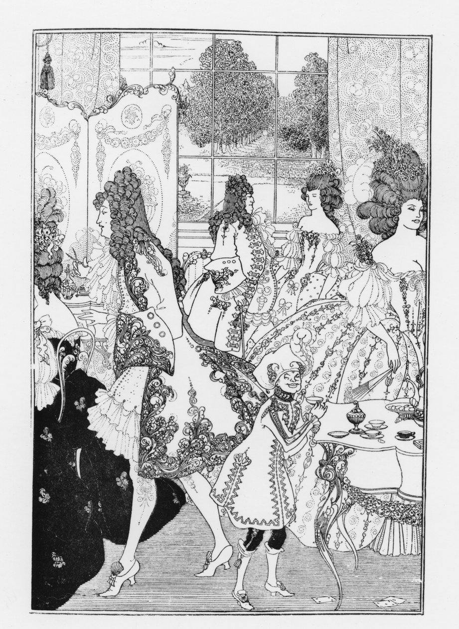 Ilustrace k filmu „Znásilnění zámku“ od Alexandra Popea (1688-1744) od Aubrey Beardsley