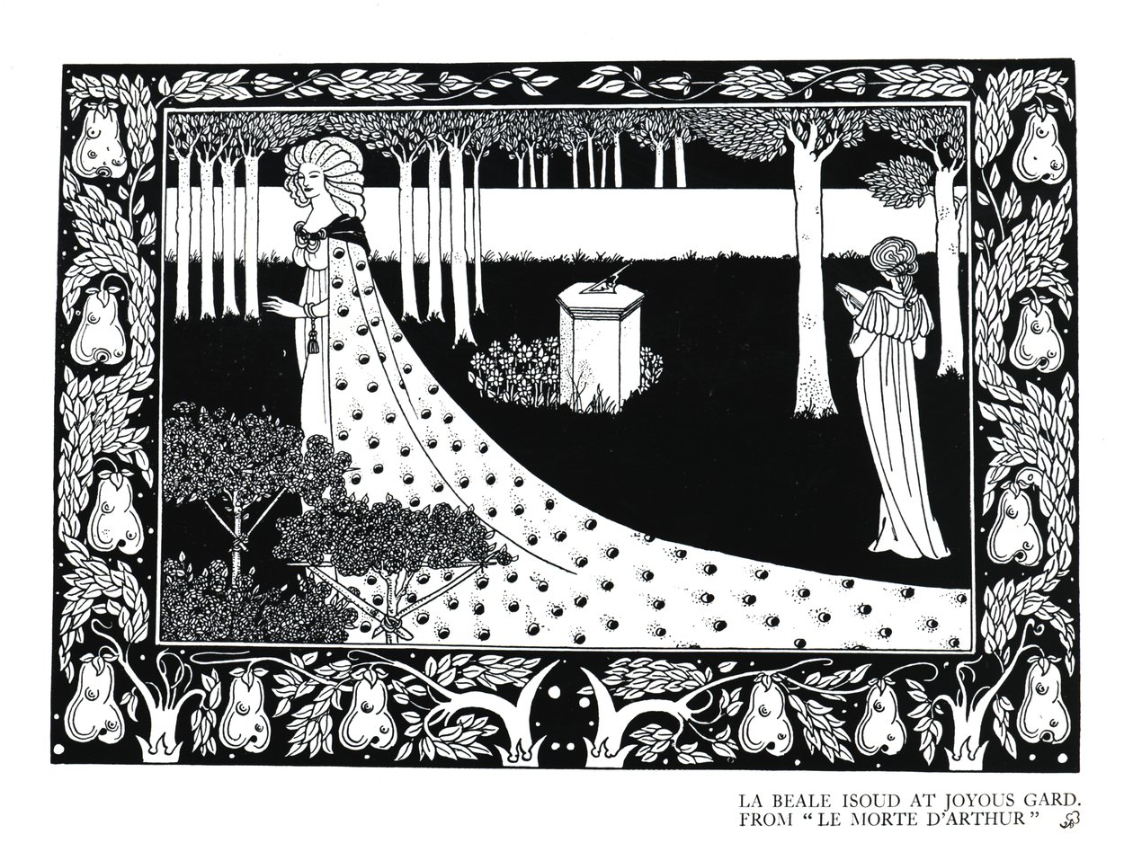 La Beale Isoud v Joyous Gard, ilustrace z "Le Morte d