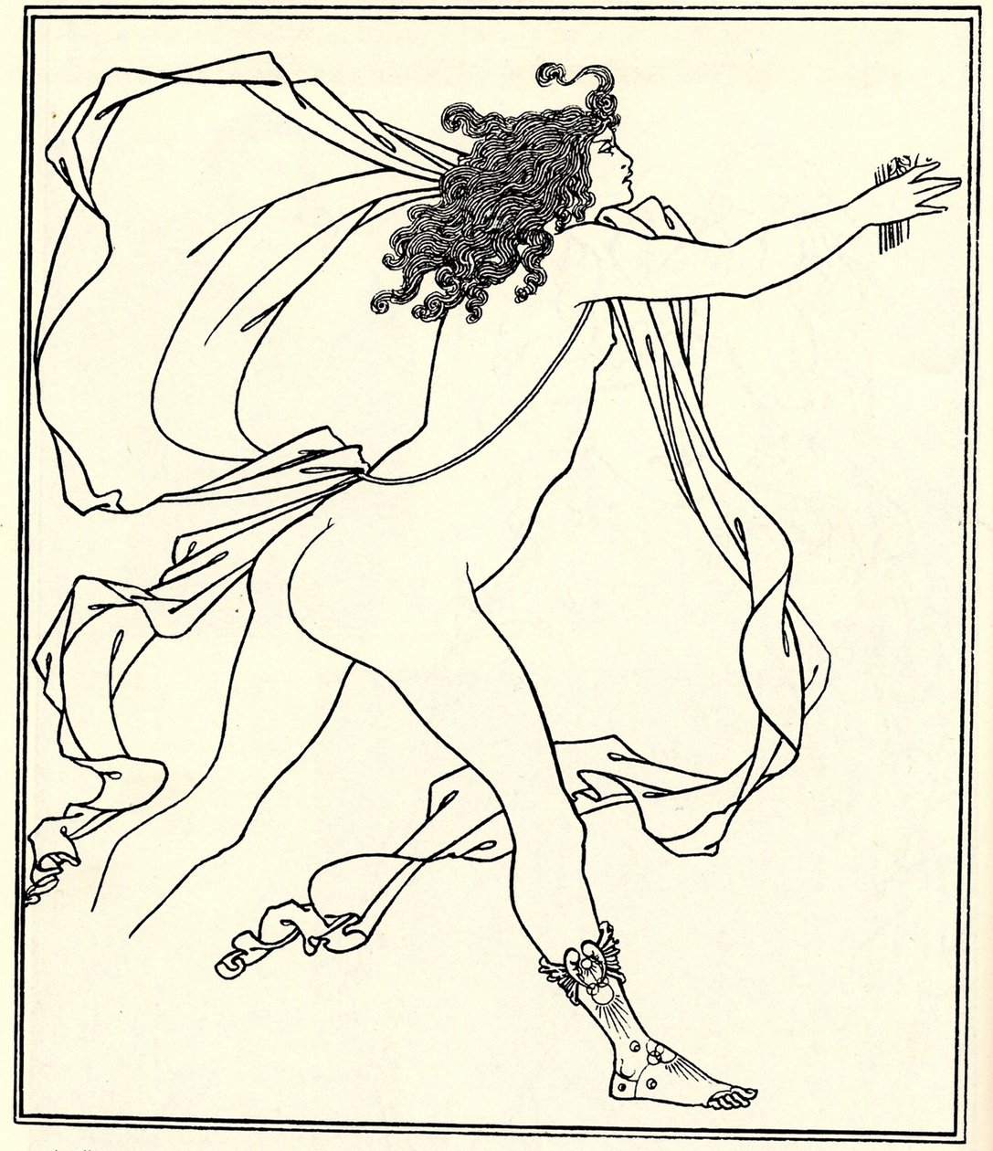Apollo pronásleduje Daphne, 1896 od Aubrey Beardsley