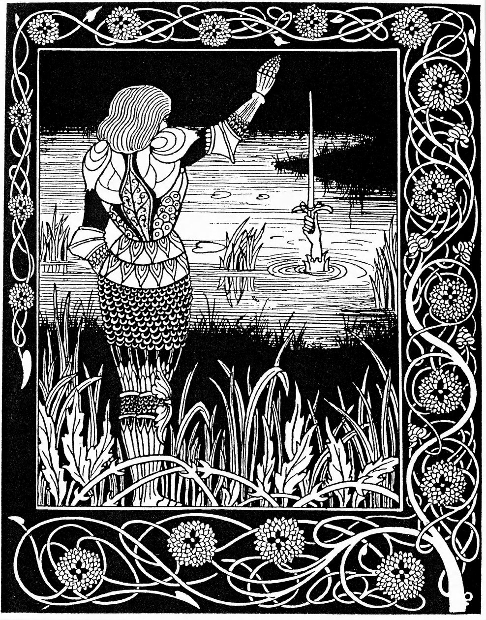 Excalibur byl znovu získán Paní jezera, 1893 od Aubrey Beardsley