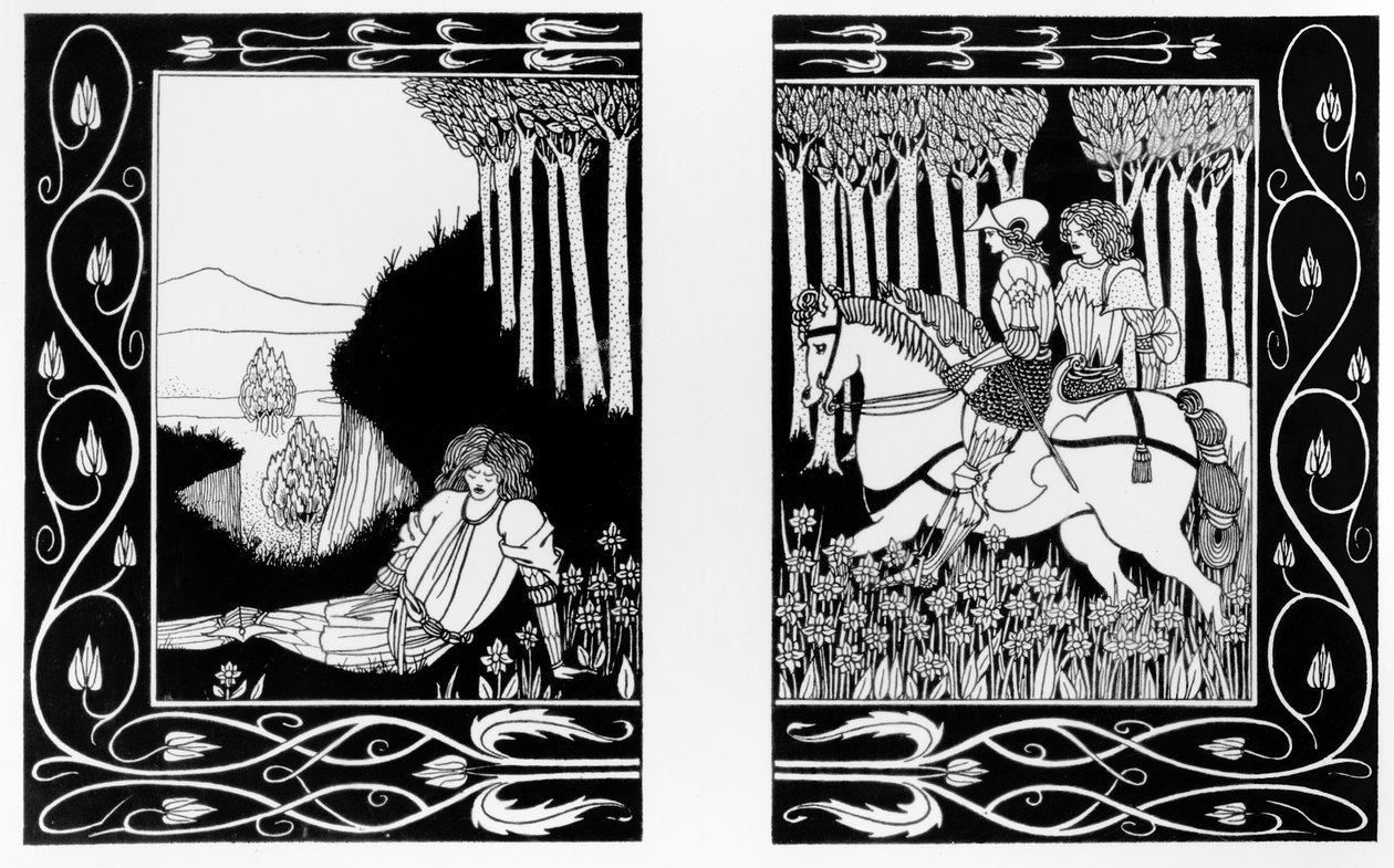 Jak král Mark a sir Dinadan slyšeli sira Palomida, ilustrace z „Le Morte d