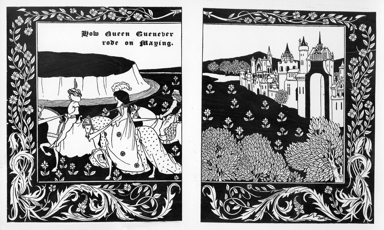 Jak královna Guenever jela na Maying, ilustrace z „Le Morte d