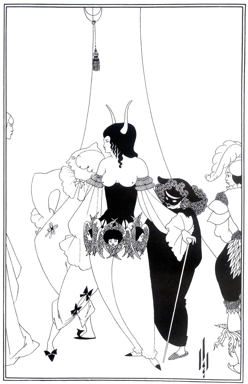 Ilustrace k Masce červené smrti od Edgara Allana Poea, 1895 od Aubrey Beardsley