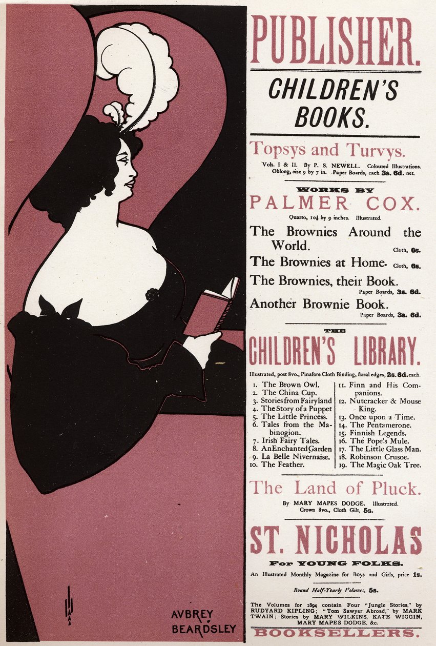 Literatura. Dětská kniha. Knihovna v Londýně, v Anglii od Aubrey Beardsley