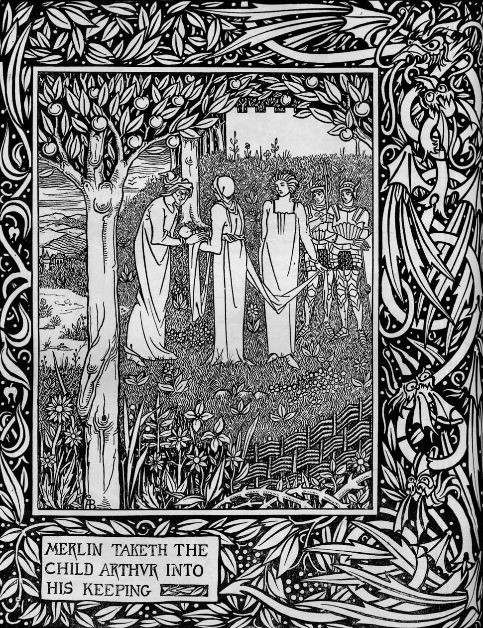 Merlin bere dítě Artura do své správy, c1893 od Aubrey Beardsley