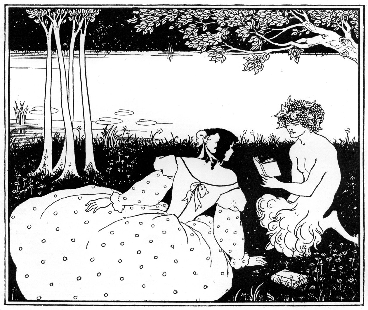Pan čtení ženě u potoka, 1898. od Aubrey Beardsley