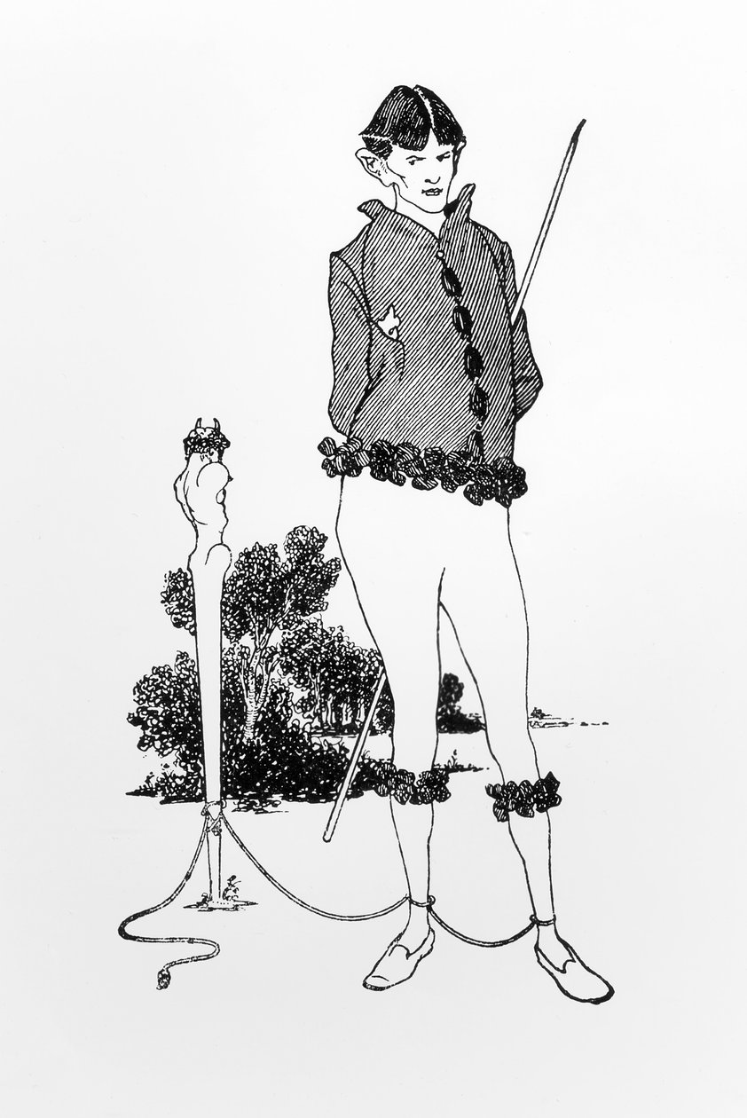 Autoportrét svázaný s Hermem od Aubrey Beardsley