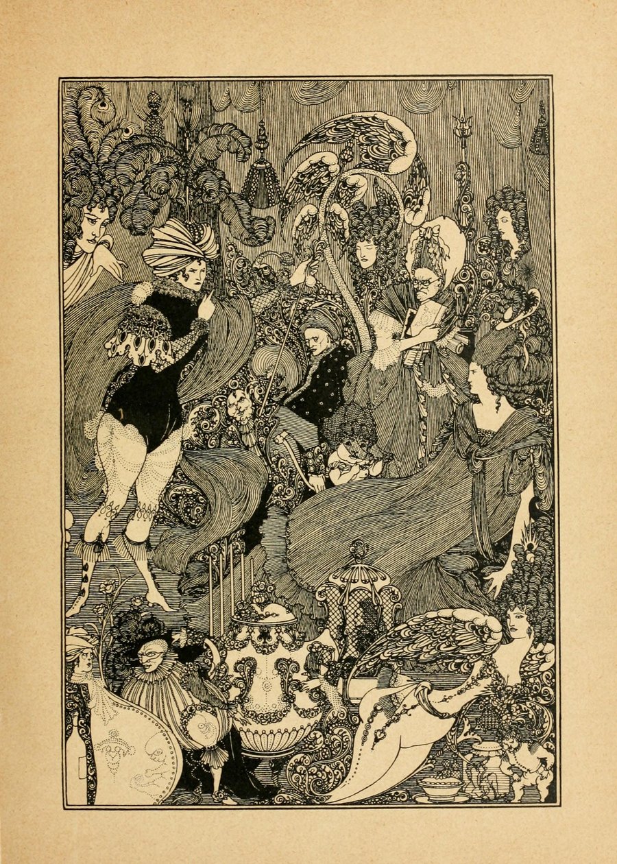 Znásilnění zámku. Ilustrace pro The Cave of Spleen od Alexandra Popea od Aubrey Beardsley