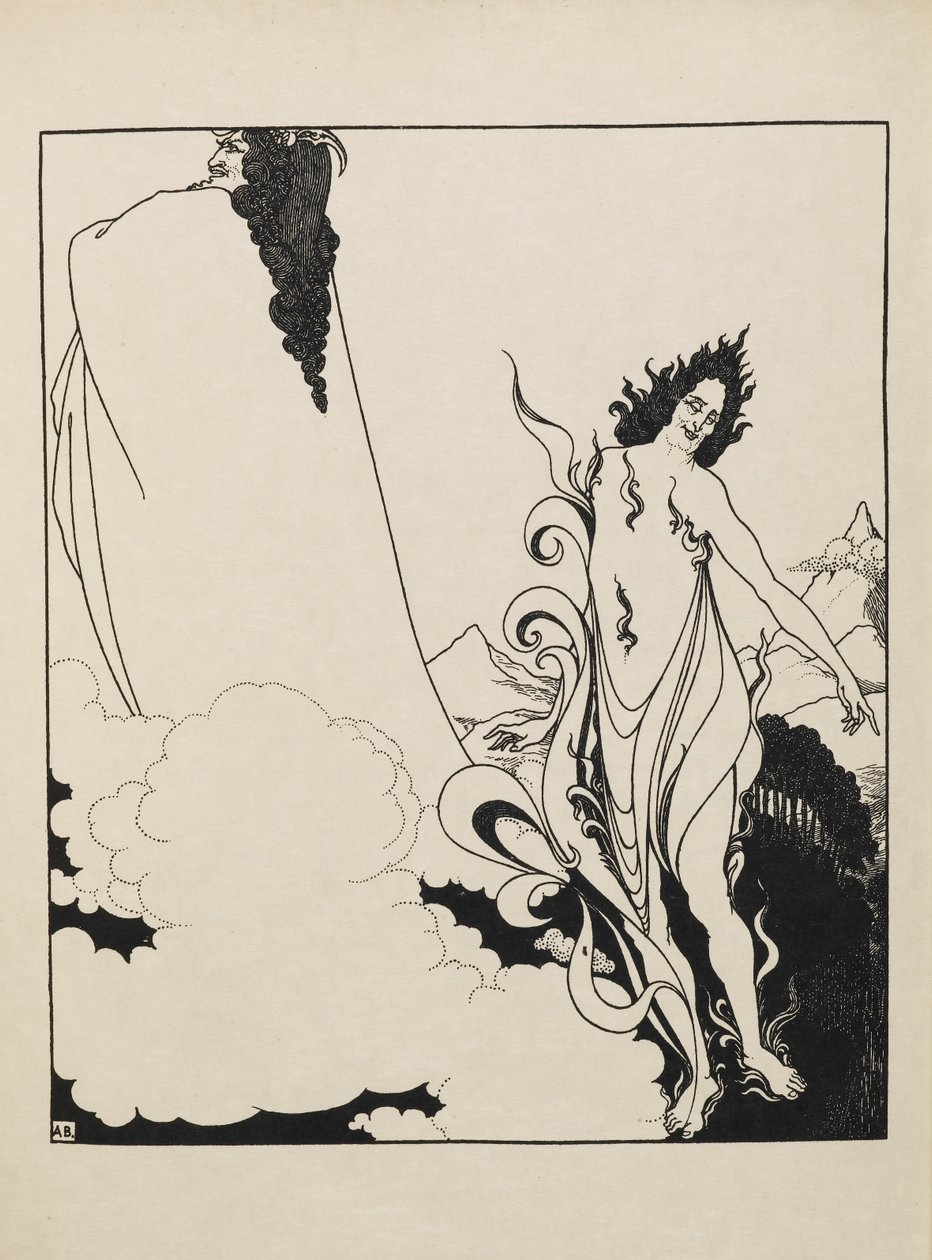 Čtvrté tablo Rhinegold z knihy padesáti kreseb od Aubrey Beardsley
